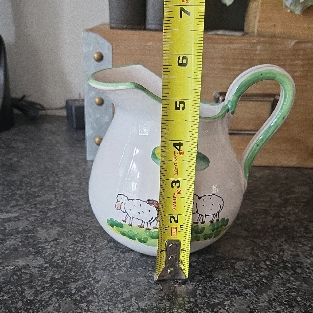 Hand Painted Italian Pottery Sheep Design Ceramic Pitcher - Picture 9 of 11